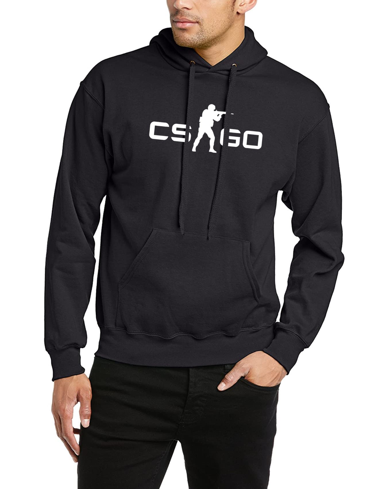 CS GO Hoodie Shooter Gamer Counter Strike COD Graphic Print Gift Hooded Hoody (M) Black