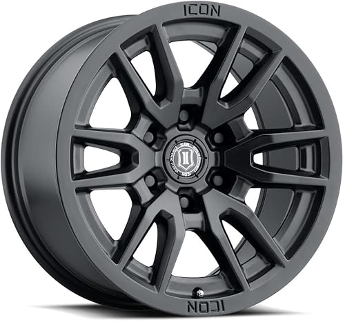 ICON Alloys Vector 6, Negro Satinado, 17 x 8.56 x 5.5, 0mm de desplazamiento, 4.75" BS, 2417858347SB