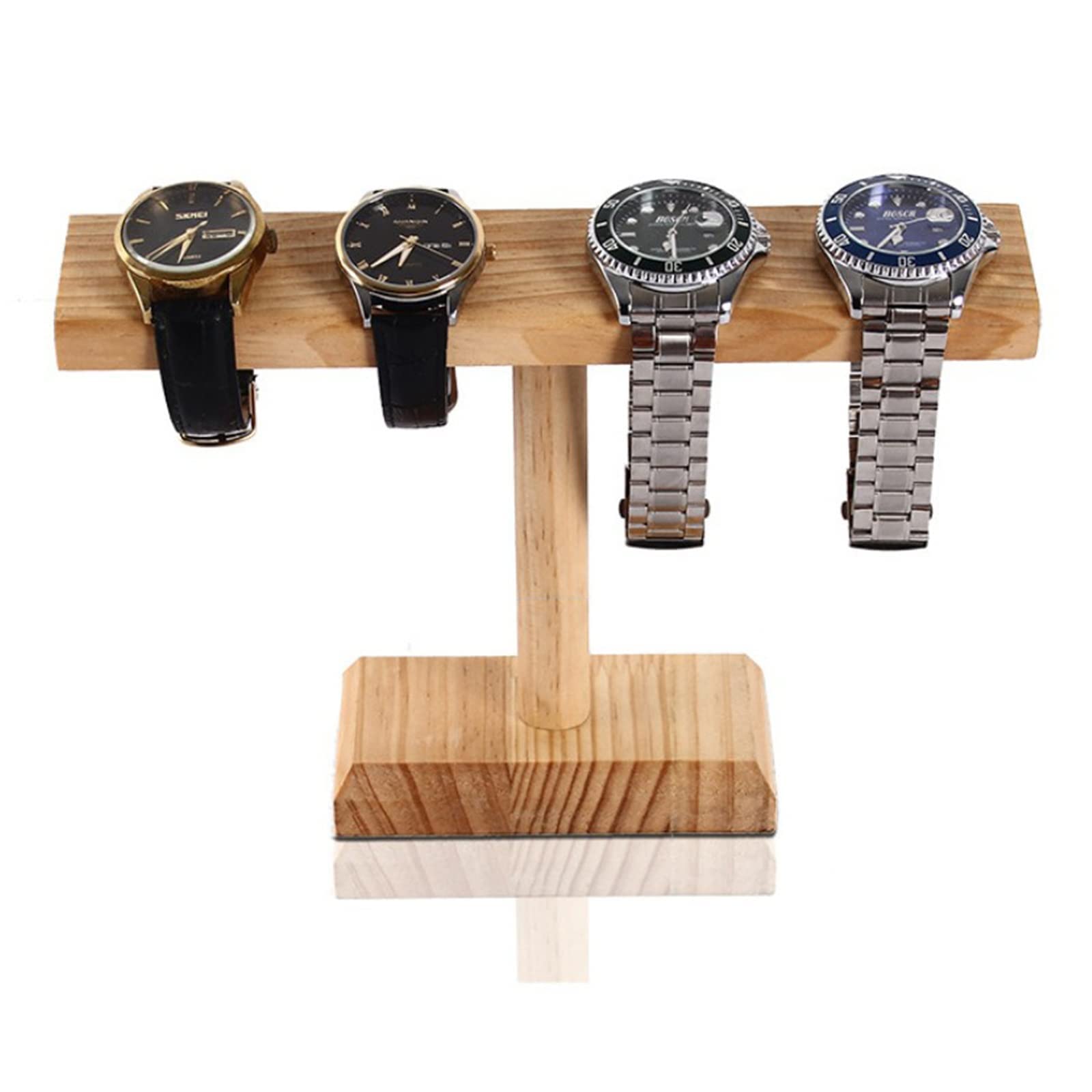 Schmuck Armband Display Stand Schmuck Tablett Massivholz T-BAR Watch Display Ständer Schmuck Anzeigen Requisiten Schmuck Organizer Halter for Watch Armband (Farbe: Natürlich, Größe: 17x25cm)