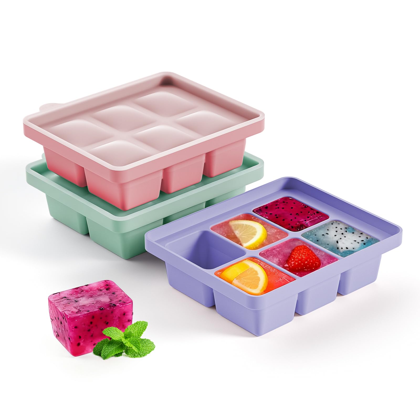 Silicone Ice Cube Tray 3 Pack, HANCELANT Ice Cube Mold, Ice Trays for Freezer with Lid for Whiskey, Cocktail, Drinks and Food, Freezer, BPA Free, Easy Release — image 1