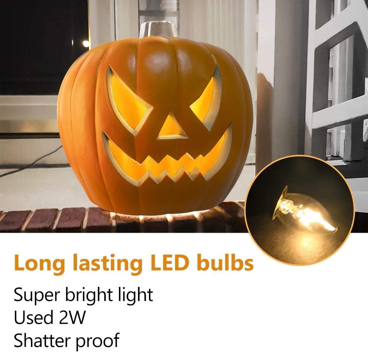 21" Jack O Lantern Halloween Pumpkin Lantern Large Light Up Pumpkin Decorations Lighted Pumpkin with LED Bulb Indoor/Outdoor Pumpkin Decoration