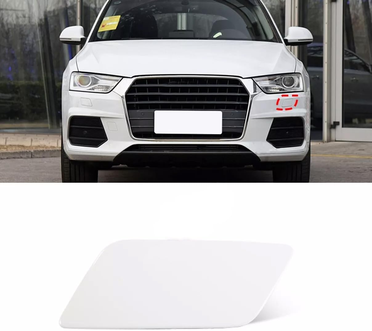 Front Bumper Headlight Washer Cover Cap for Audi Q3 2016 2017 2018 8U0955276E (White, Left)