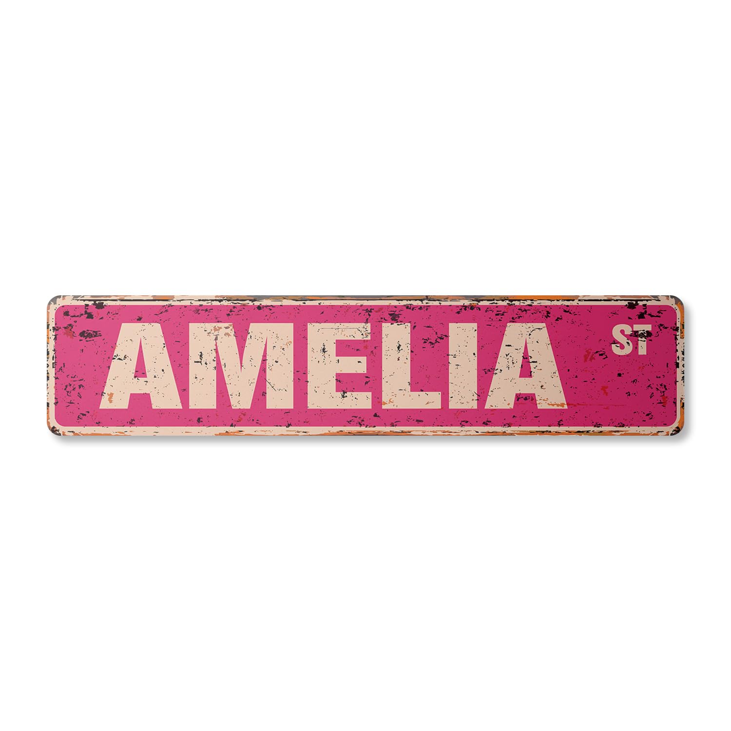 Amelia Vintage Plastic Street Sign Childrens Name Room Sign | Indoor/Outdoor | 18" Wide