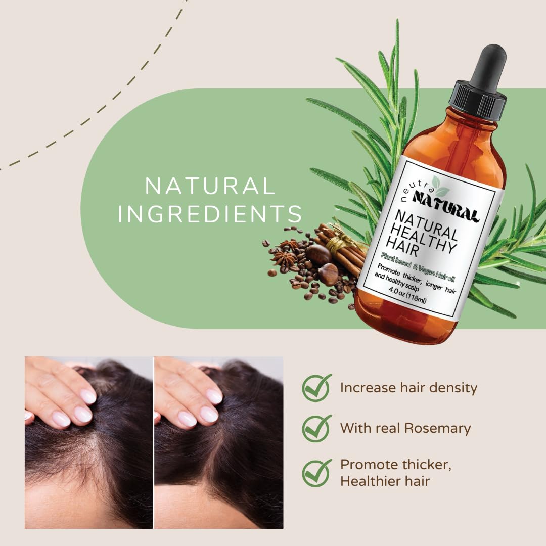 2 Oz Plant Based Veganic Natural Hair Growth Oil - TikTok Organic Rosemary Oil for Hair Growth with Coffee and Rosemary Extract, Reduce Hair Loss, Cruelty-Free Ingredients