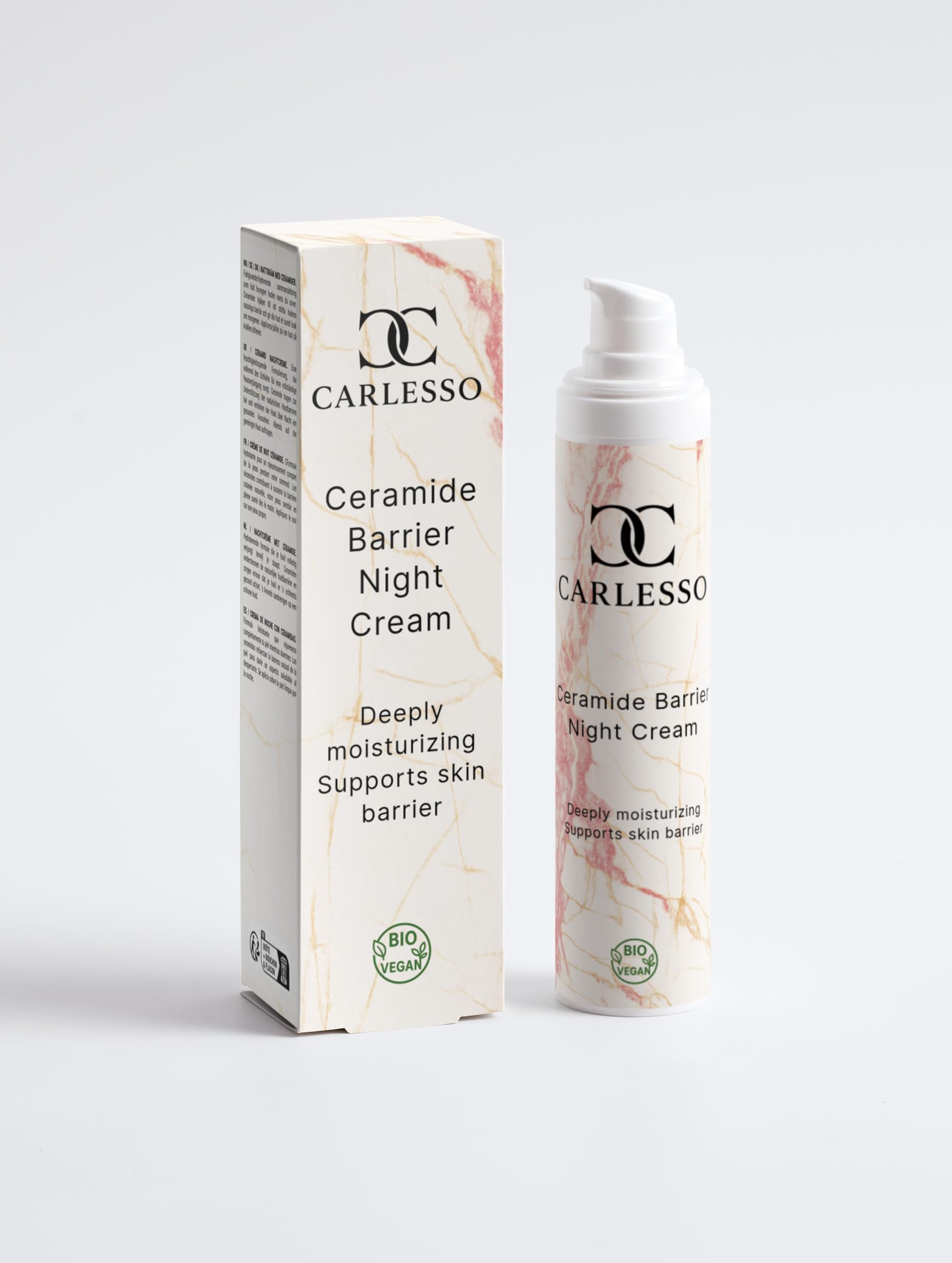 CARLESSO Crema Notte Rigenerante alla Ceramide, Crema Barriera Protettiva, con Burro di Cacao e Olio di Jojoba, per Pelle Secca e Sensibile