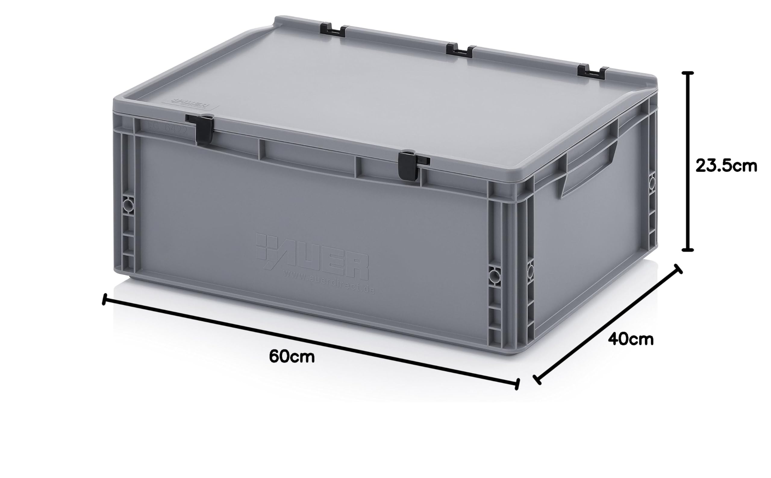 Auer Packaging Eurobehälter Eurobox 60 x 40 x 23,5 cm Scharnierdeckel Transportkiste mit Deckel