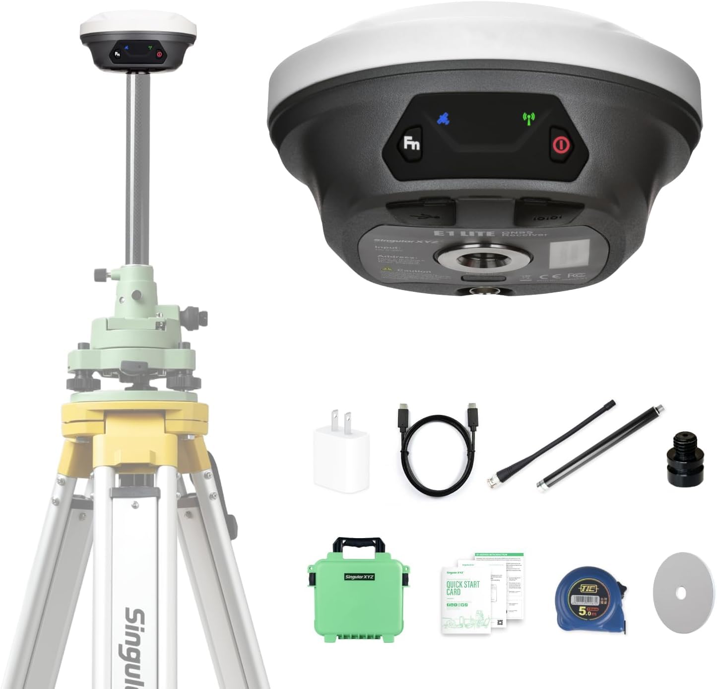 Estación Base E1 Lite RTK, Receptor GPS GNSS de Alta precisión para topografía, mapeo de Drones y RTK Rover, Certificado FCC, Compatible con receptores GNSS RTK de terceros (sin trípode)