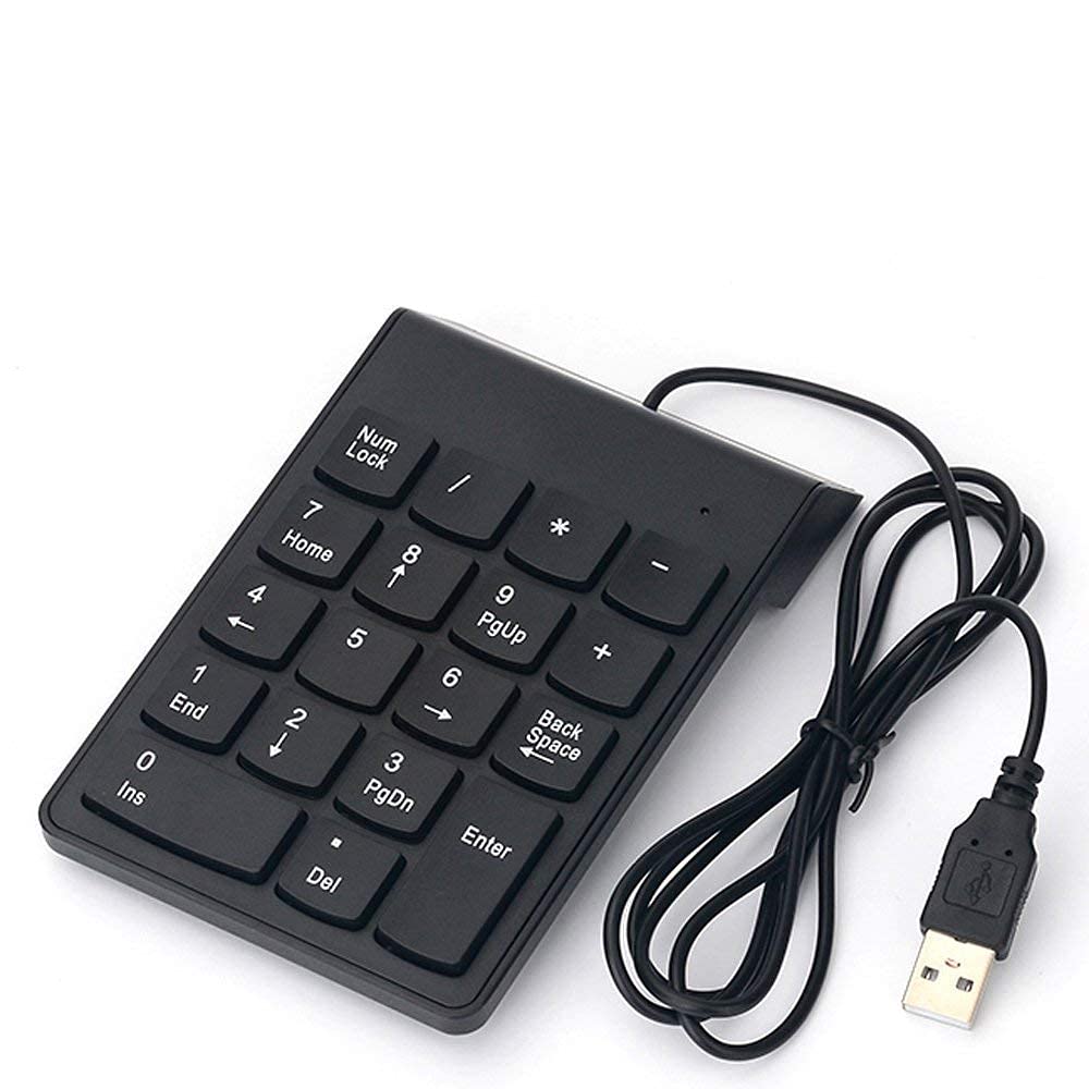 ELECTRO WOLF USB Wired Numeric 18 Keys Keypad Slim Mini Number Pad Keyboard for Laptop PC Notebook Desktop - Black (Black, Wired)