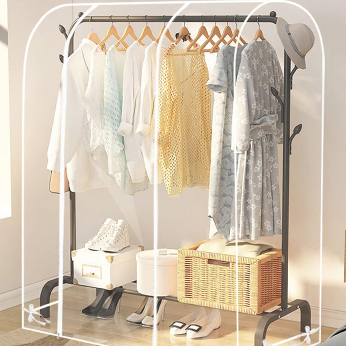 Garneck Funda Transparente para Perchero 200x50x150 Cm, Protector Antipolvo para Ropa, Funda para Armario, Bolsa para Cubrir Camisas y Trajes, Almacenamiento Doméstico