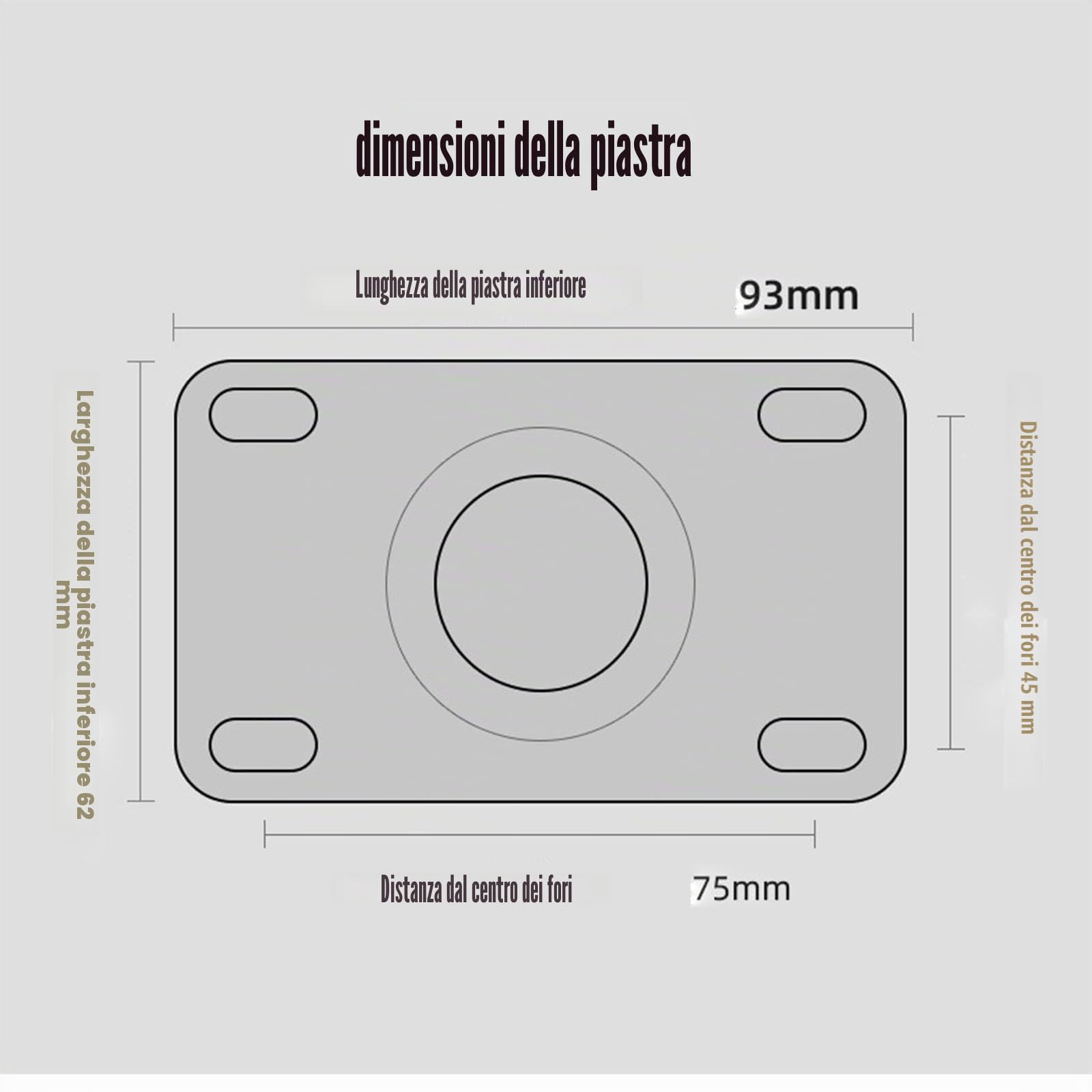 4" Rotelle,con bloccaggio doppio di sicurezza, set di 4, Heavy Duty, carico massimo 2000LBS, per carrello, mobilia, banco da lavoro (nero, 10cm/4 ", 2 Ruote fisse + 2 Ruote con freni)
