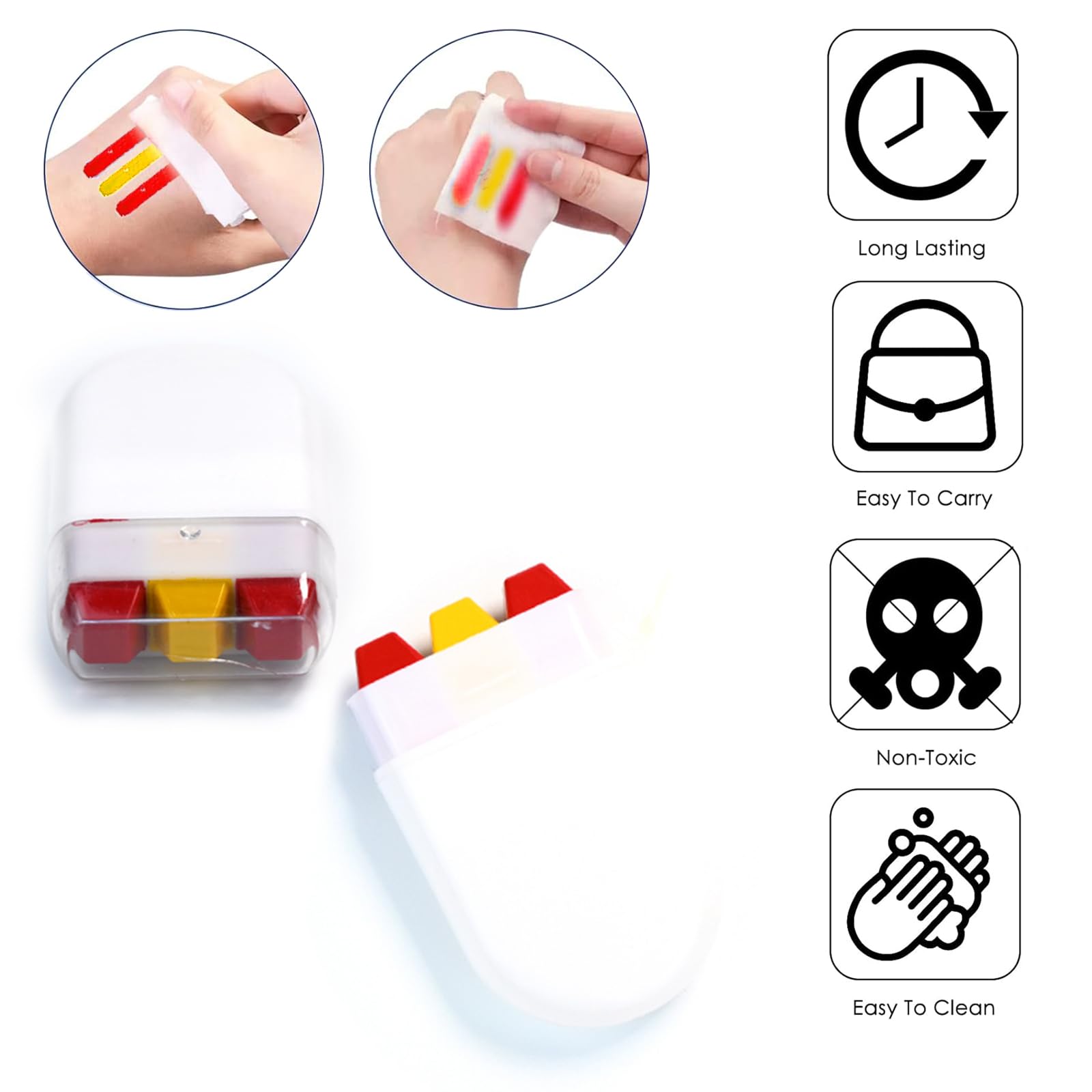 Face Painting Sticks Peinture Pour Le Visage Drapeau, Bâton De Pinceau à Rayures 2/3 Couleurs Avec 10 Feuilles D'autocollants Temporaires, Pour Festivals, événements Sportifs, Euro, Fêtes Et Carnaval