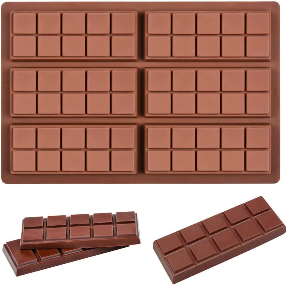Silicone Chocolate Molds, Rectangle Chocolate Bar Sweet Molds Silicone Bakeware Wax Melt Molds, Non-Stick and Bpa Free for Hard Candy, Chocolate, Gummy, Caramel, Ganache, Ice Cubes Mini Silicone Molds