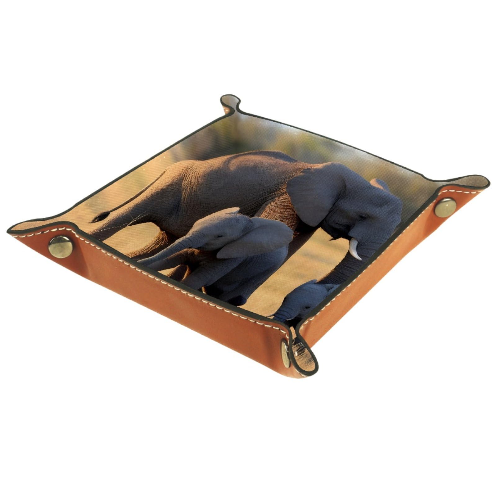 VAPOKF Elephant Portable Dice Rolling Tray, Microfiber Leather Dice Holder Game Box for D&D, RPG, Table Games or Desktop Phone Key Storage, 20.5 × 20.5 cm
