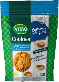 Vitao Cookies Zero Integral Castanha Do Pará 80G