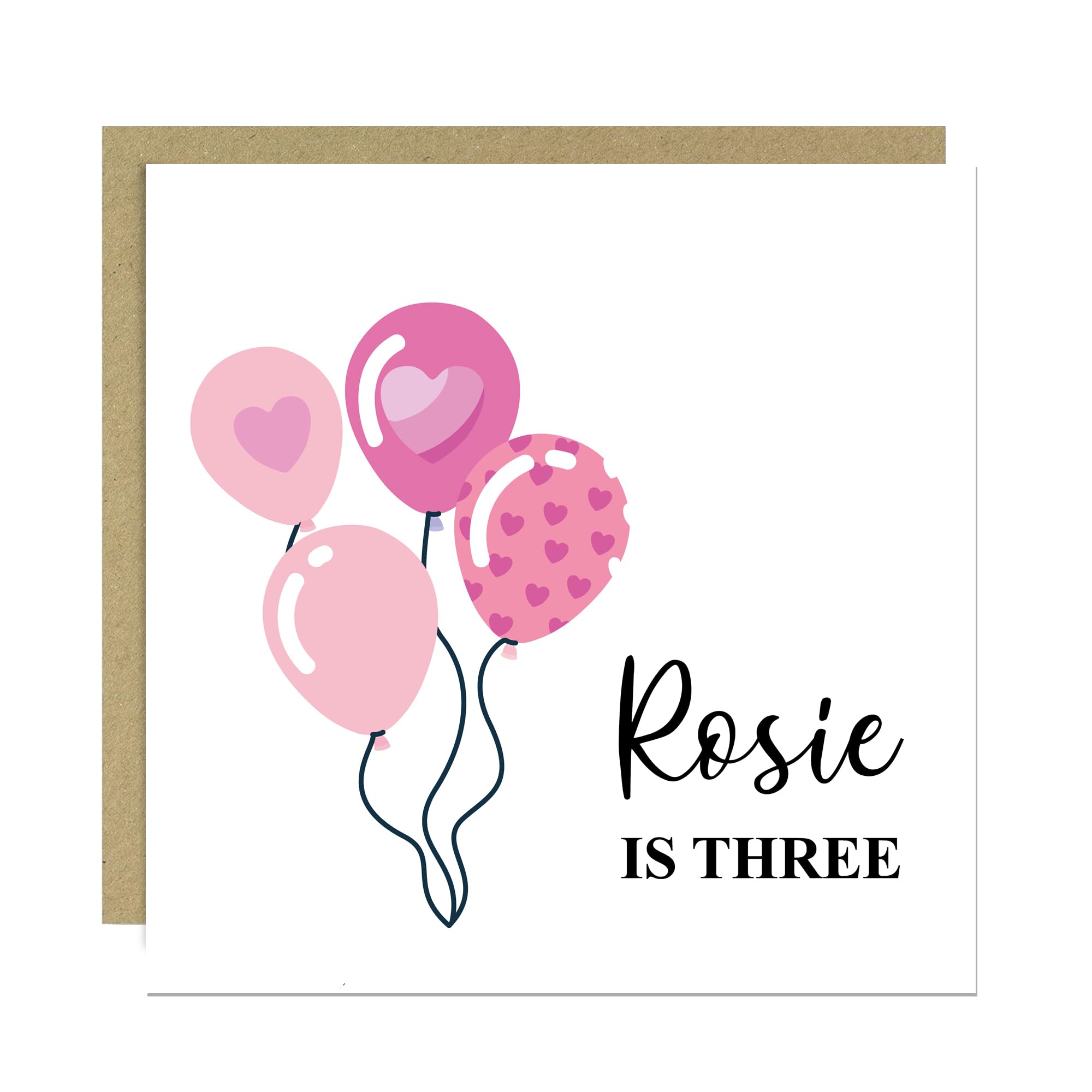 RED OCEAN 3rd Birthday Card For Daughter Granddaughter Niece Sister Kids Personalised 3rd Birthday Card With Kraft Envelope Cute For Girls