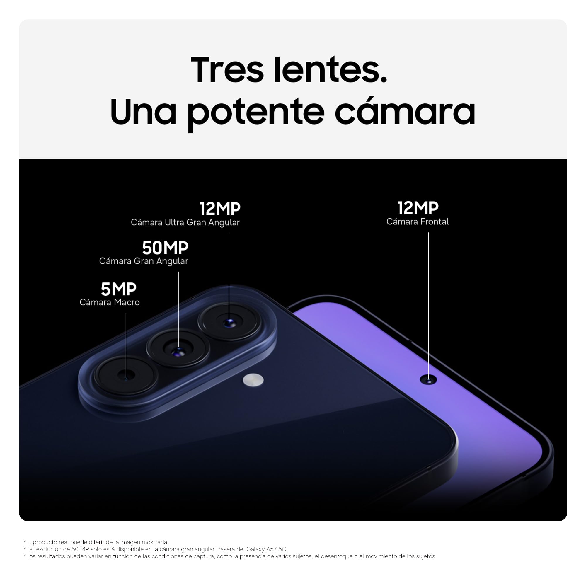 Samsung Galaxy A57 5G, 256GB, Móvil Fino con IA, 8GB, Gran Angular 50MP, Autonomía 2 Días, Batería 5000mAh, IP68, Garantía del Fabricante 3 Años + 1 Año Extra, Color Azul Oscuro (Versión Española)