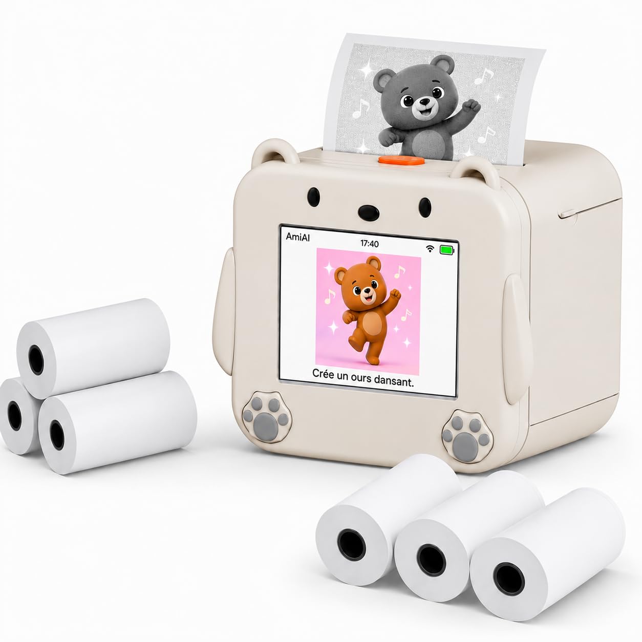 MMOBIEL Imprimante d'Autocollants Vocale IA pour Enfants Sticker Maker sans Encre avec App, Commande Vocale, 20 Langues & 6 Styles de Dessin – pour Photos, Notes, Journal & Loisirs Créatifs