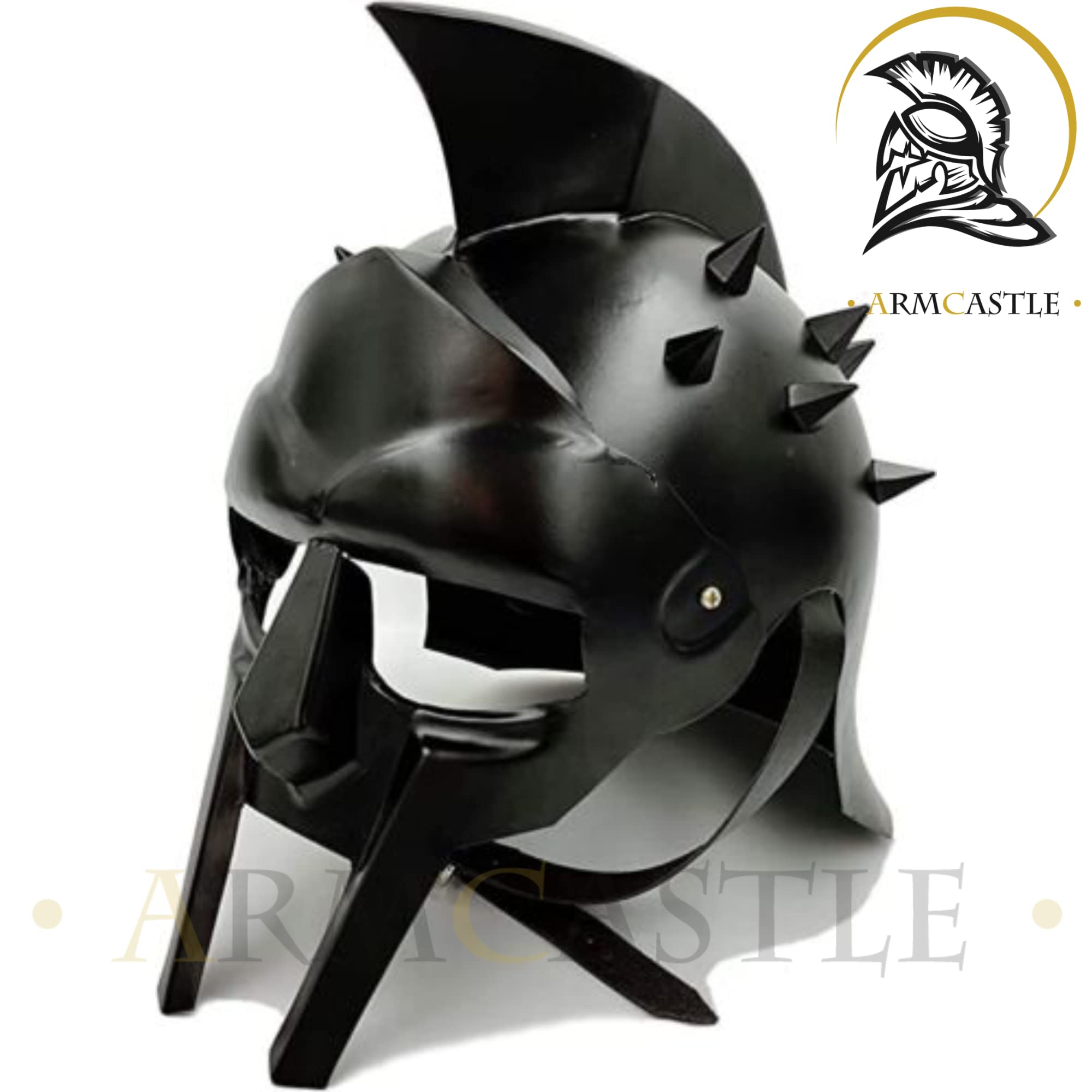 gladiator style motorcycle helmet Arm Castle X-Mas Maximus Roman Spiked Black Functional 18 Gauge Steel Medieval Knight Halloween Costume Item and Home Decor Helmet : Clothing, Shoes & Jewelry This Thraex Gladiator Helmet vek The Best Budget Helmets Choose Option:Supa Dupa Toddler