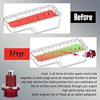Vista 5 de Tapón magnético de drenaje de aceite M12 x 1.5, junta de tapón de aceite, tapón de drenaje de aceite de aluminio, perno de tuerca de drenaje