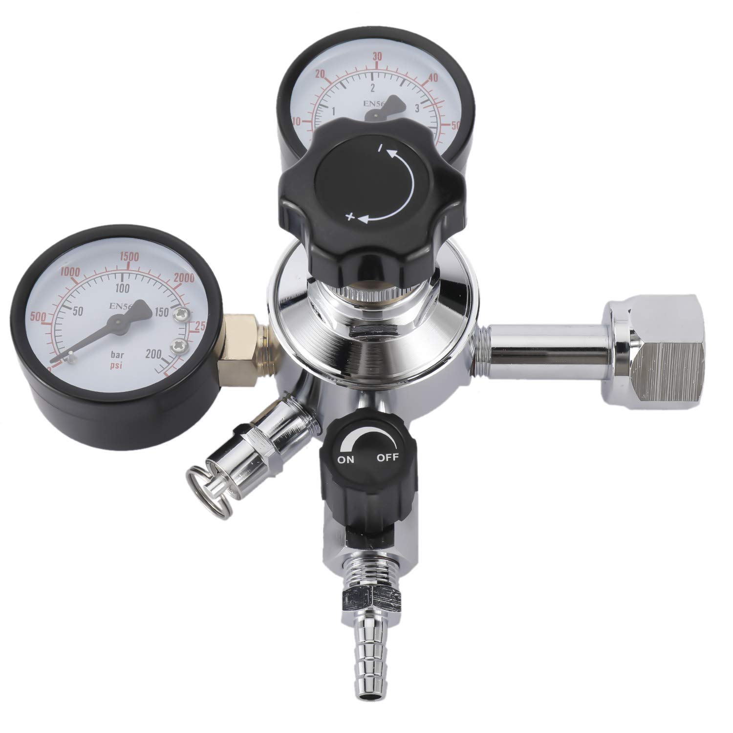 Dual Gauge Co2 Draft Beer Dispensing Regulator, 060 PSI Low Pressure, 03000 PSI High Pressure