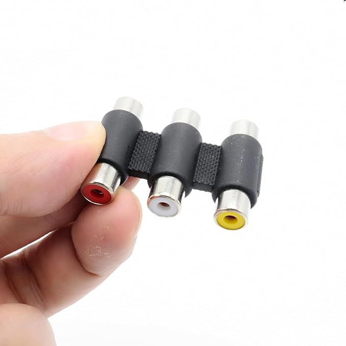 2 Pack Conector RCA Hembra a Hembra Adaptador Triple miniatura 4