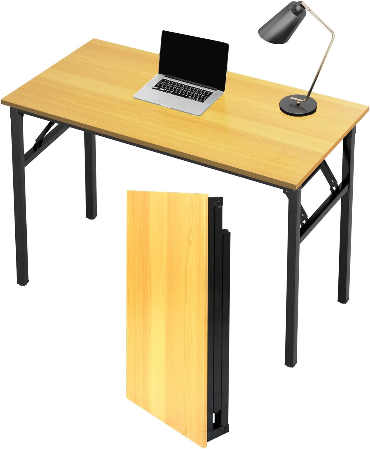 Foldable Table, Folding Desk No Assembly Required, Multi-Functional Portable Computer Desk for Home Office, Space Saving Writing Table for Small Spaces (Yellow, 80 * 40 * 75cm)