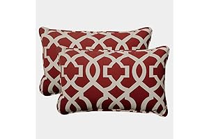 Pillow Perfect Trellis Lumbar Outdoor Pillows - Fade and Weather Resistant, 2-Pack