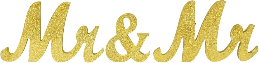Mandala Crafts Gold Wood Gay Men Wedding Sign for Gay Wedding Decorations - Gay Wedding Sign for LGBT Wedding Decorations Gay Engagement Party Decorations