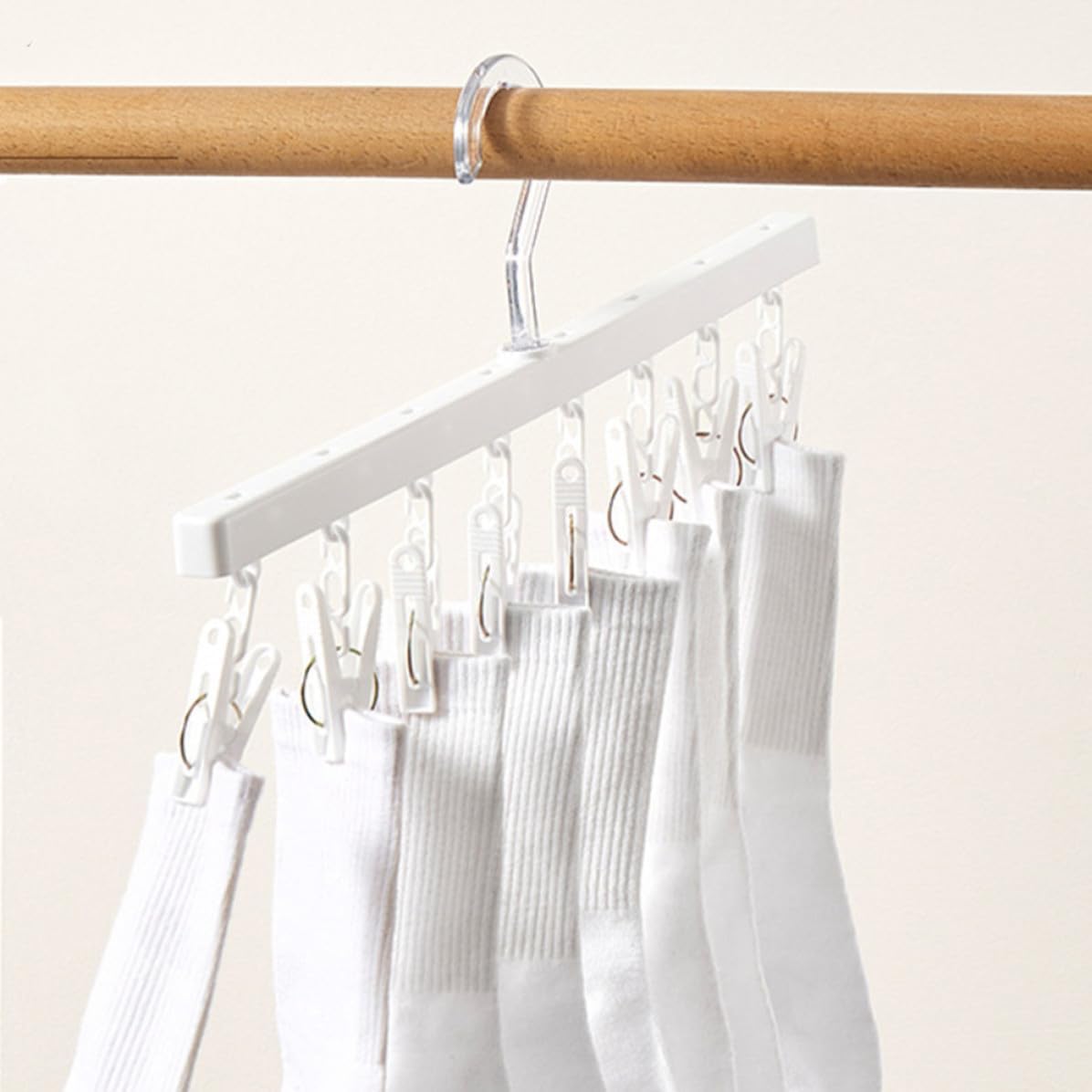 4pcs Socks Drying Rack with 8 Clips, Rotating Hanger for Shirts