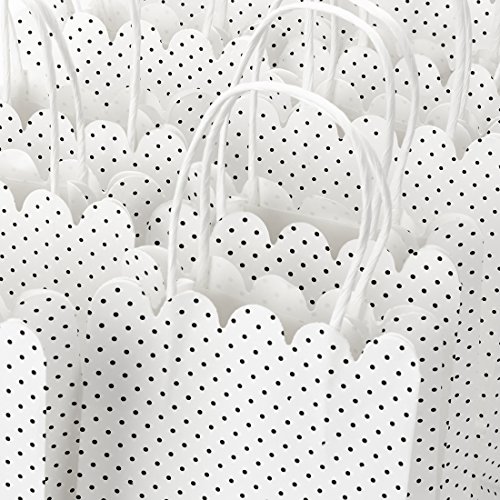 GSSUSA 50 Pcs White Gift Bags 5.25x3.25x8, Small Paper Bags with Handles for Shopping, Gift, Merchandise, Retail, Party Favor, Wedding, Gift Bags, Bags for Small Business, Boutique (White with Black Dot) - Thumbnail 3