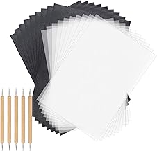 Sainwora Carbon Paper Set Includes 150 Sheets Black Carbon Transfer Copy Paper and Tracing Paper, 5 Pcs Embossing Styluses Tools for Tracing on Wood Fabric