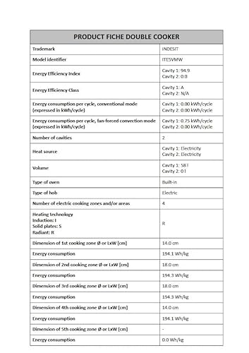 Indesit ITE5VMW 50cm Electric Ceramic Cooker – White, Freestanding Oven and Hob, Fan Assisted Main Oven, Ceramic Hob with 4 Zones, Double Cavity, Easy Clean Enamel, Energy Efficient - Image 7