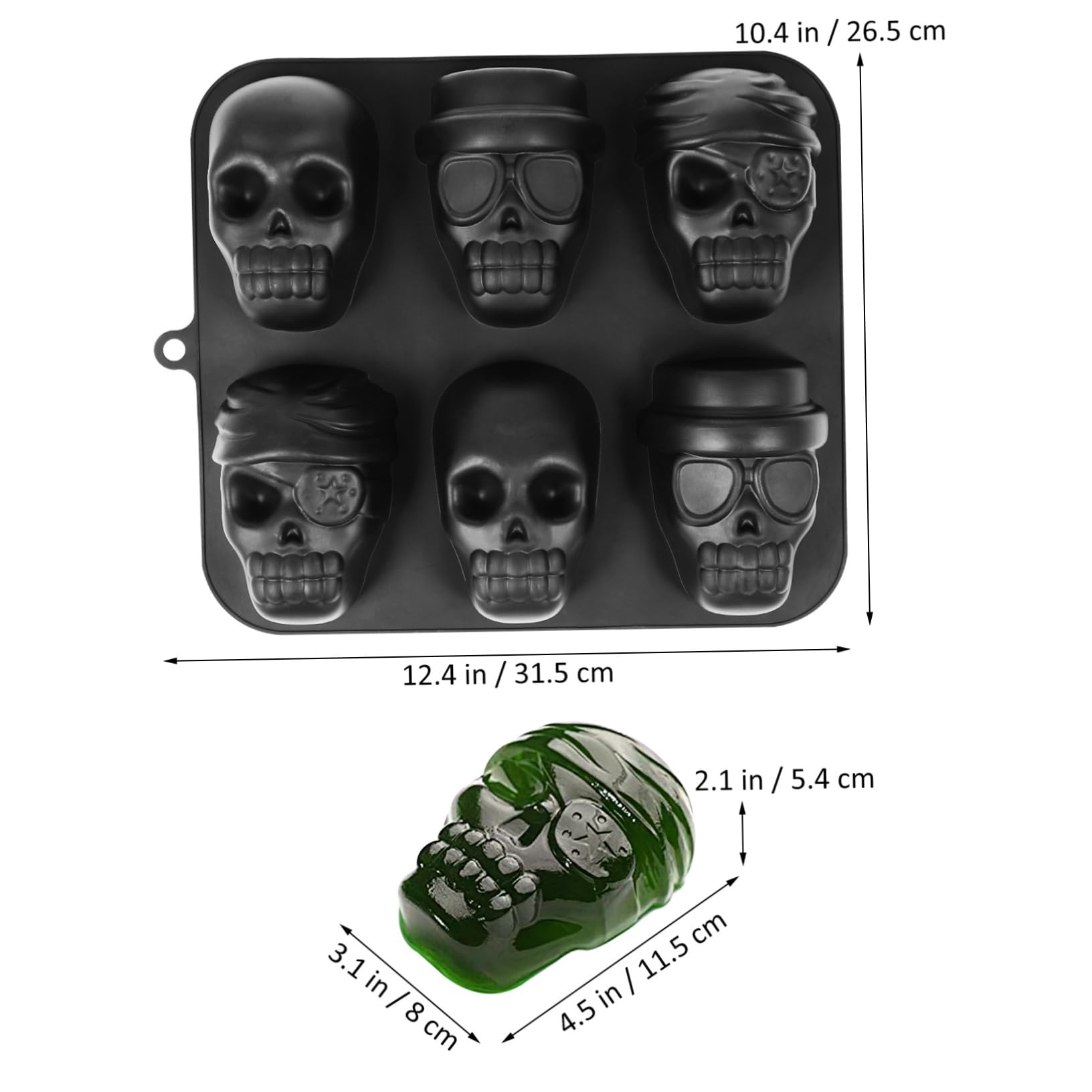 Alipis 2 Piezas molde de hielo de calavera molde de chocolate de halloween bandeja de cubitos de hielo de halloween de silicona s de silicona de de calavera