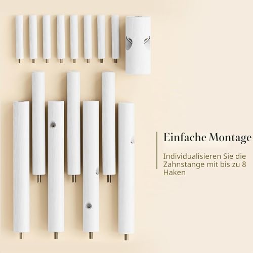 Pipishell Sturdy Wooden Coat Rack with 8 Hooks for Entryway, White - 6