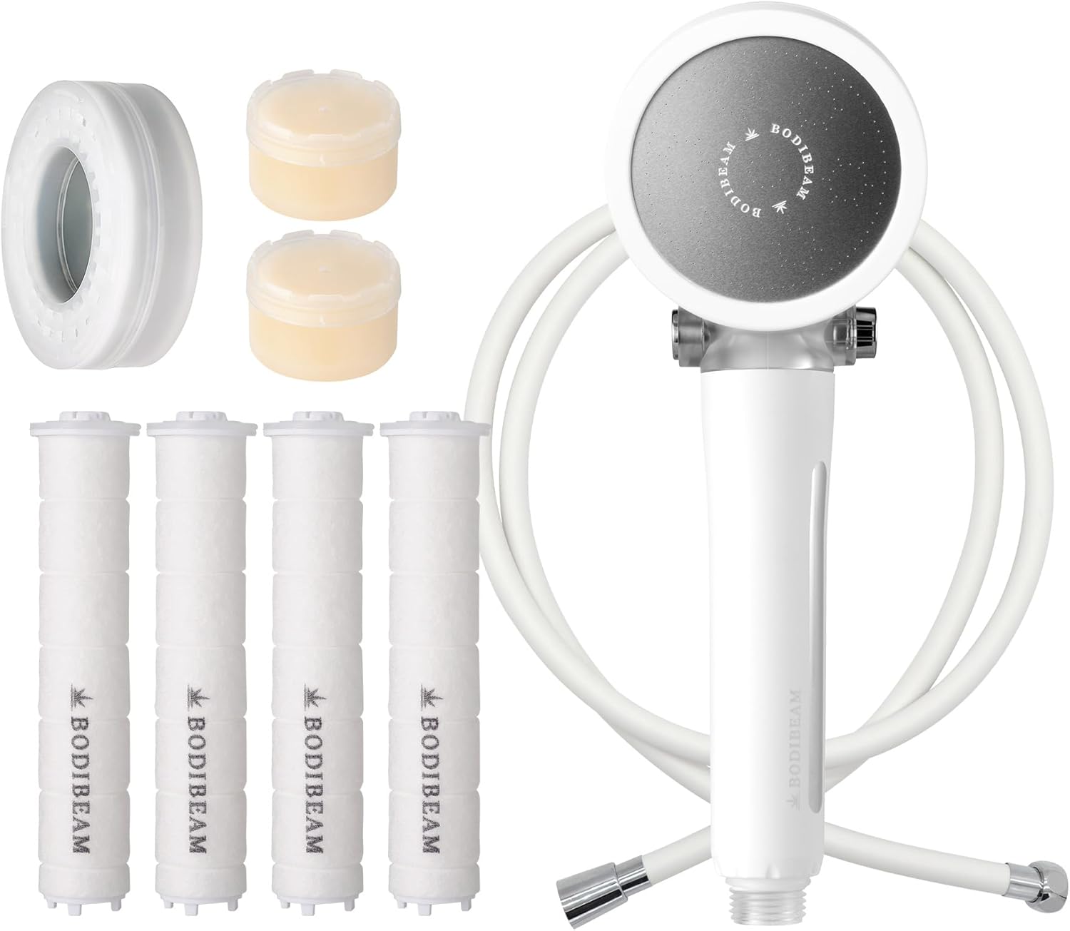 Shower Head Filter Pure White + Carbon Ring Filter + Sediment Filter + Vitamin C Filter Refill Replacements (2) for Showerhead, Bundle of 5 pcs