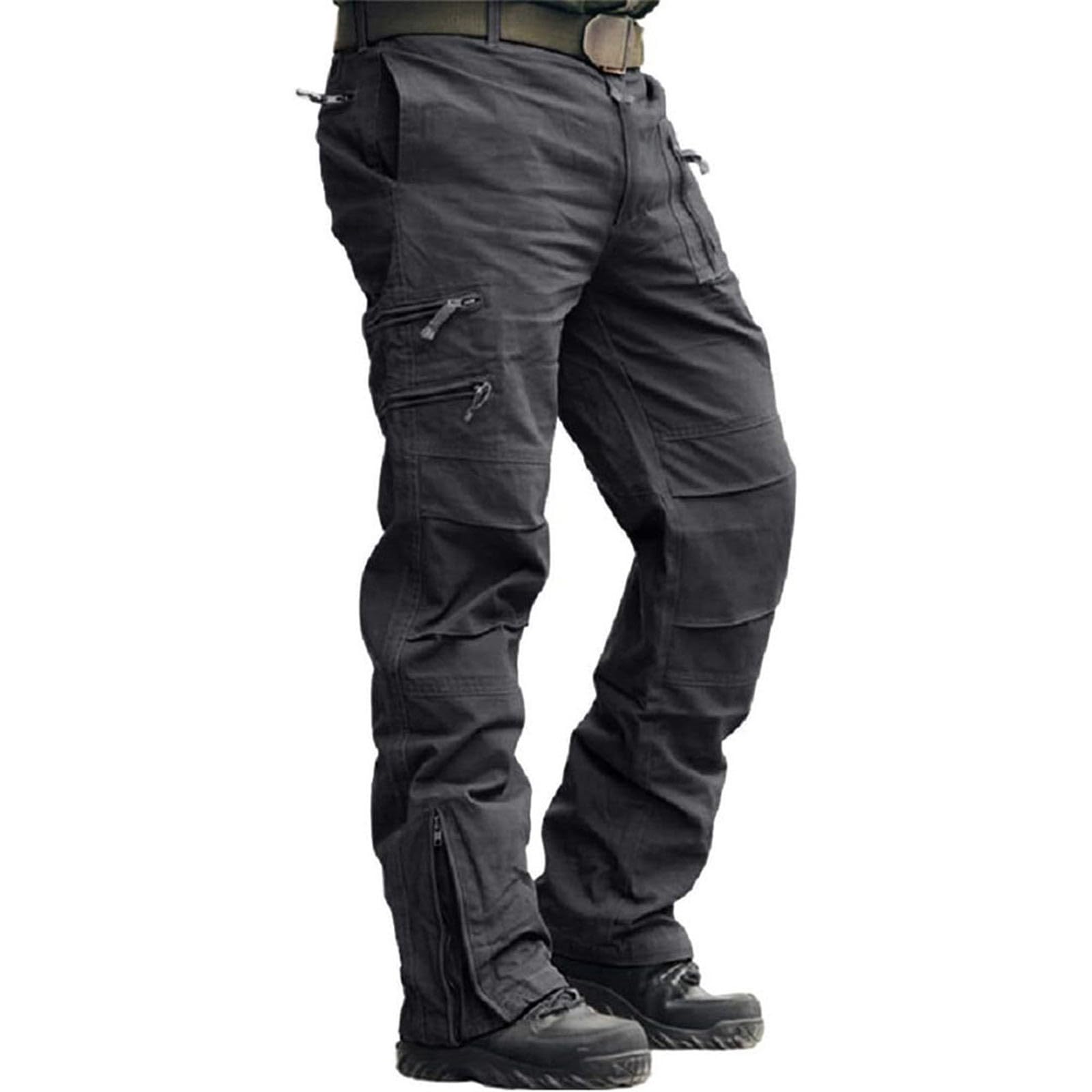 Sturmhose Herren Outdoor, Loose Fit Herren Trainingshose, Einfarbig mit Reißverschlusstaschen Softshellhose, Bequeme Stretch Trekkinghose, Atmungsaktiv Jogginghose für Männer