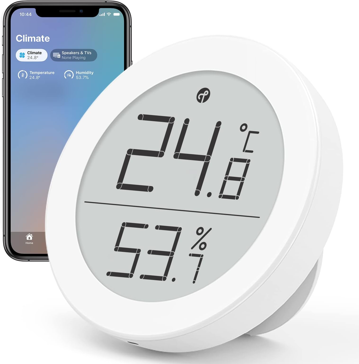 Thermometer Hygrometer Sensor Works with HomeKit (Only Works with iOS), Wireless Indoor Temperature and Humidity Monitor with E Ink Display for Home, via Thread or Bluetooth