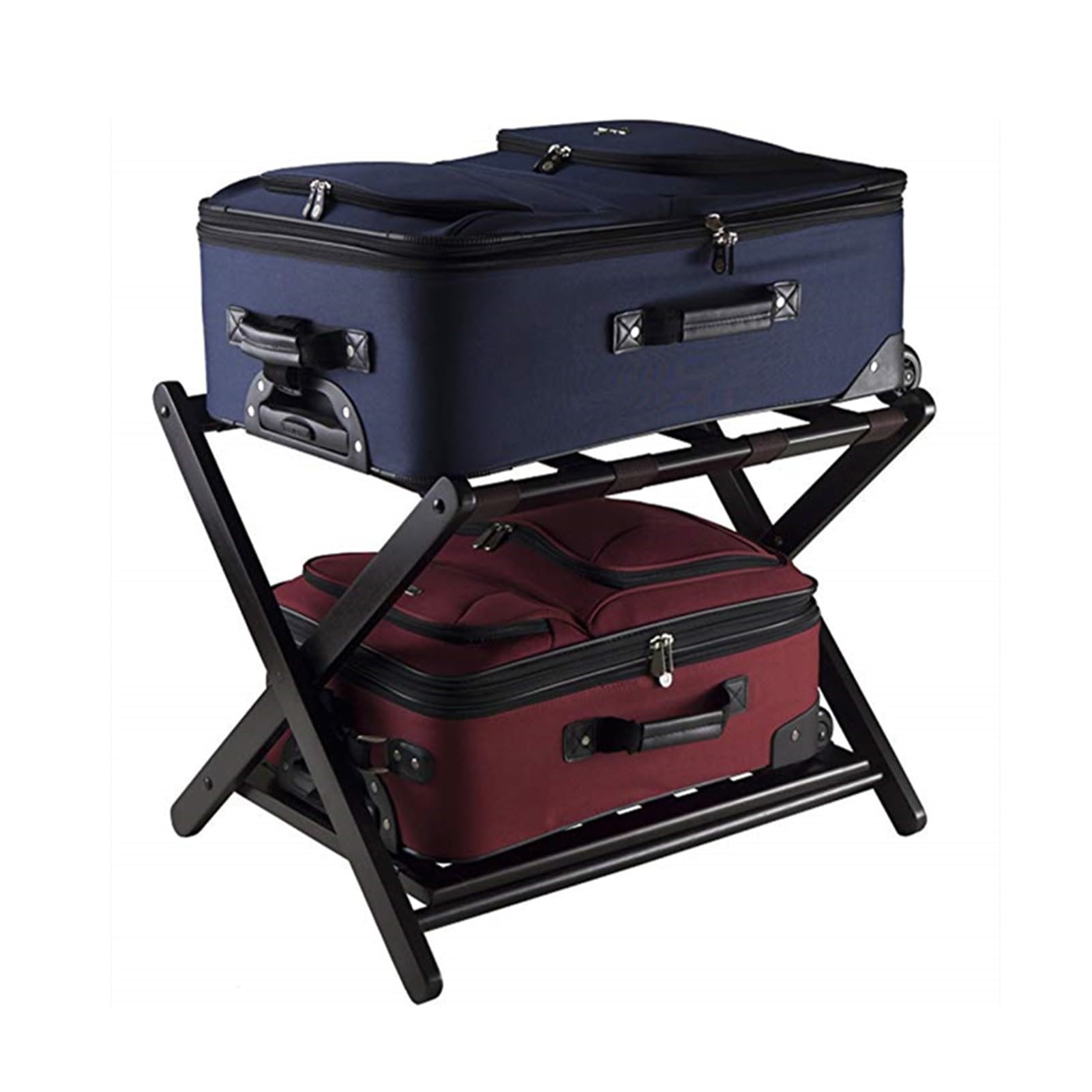 Porte-valise pliable pour chambre d'amis et hôtel en bois noir épuré