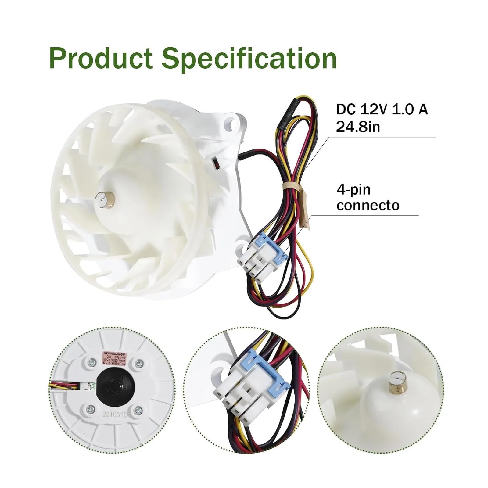 Generisch EAU64824806 Kühlschrank-Verdampferlüftermotor, kompatibler Kühlschrank, 12 V, 1 A, Gleichstrom-Lüftermotor, Ersatz for Z40E12MS1A0-57K06