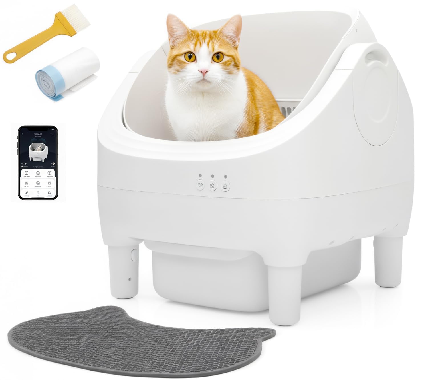 Self-Cleaning Cat Litter Tray, Smart Gravity Sensor | Automatic | APP Control | Top Opening Design | Cat Litter Box With Cat Litter Mat, Easy Clean Litter Robot for Multi-Cat Households and Cats