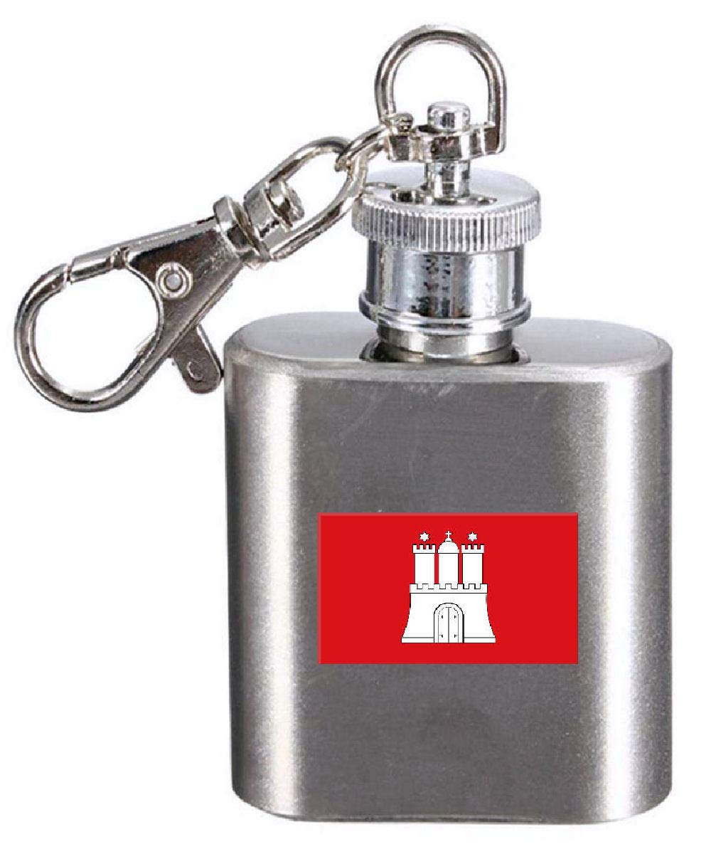 Flasque porte-clés drapeau allemand gravée Hambourg mini fiole alcool