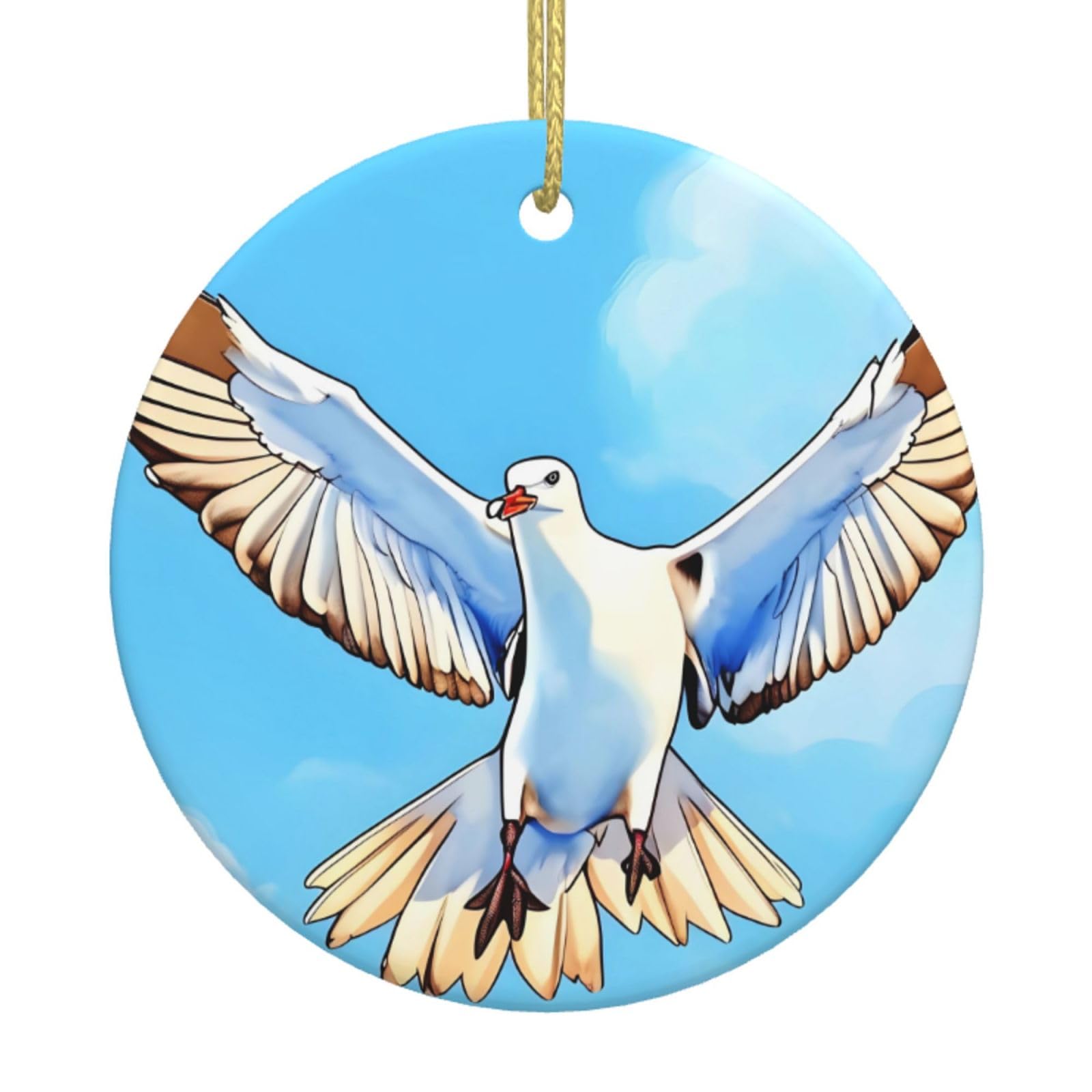 Seagulls in Flight Printed Christmas Tree Ceramic Ornaments Holiday Decoration Christmas Unique Pendant for Christmas Party