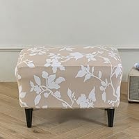 Vista 20 de Funda elástica otomana rectangular para taburete, funda de elastano estampada para reposapiés, protector antideslizante para reposapiés, con parte #1