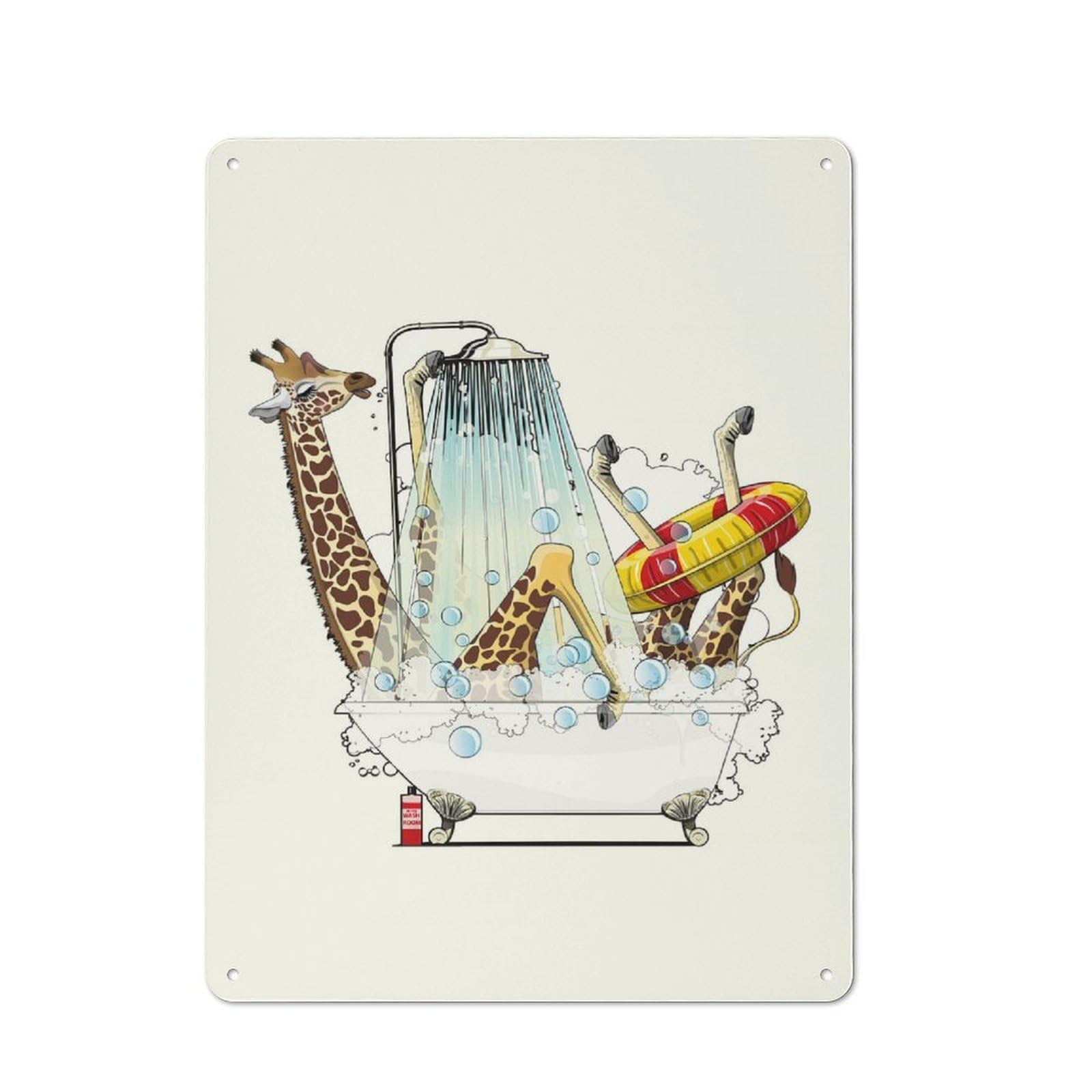 Junmoney Giraffe In The Bath Rustic Metal Sign 40X30cm For Guest Room Or Hallway, Suited To Hallway Wall Decor Fans