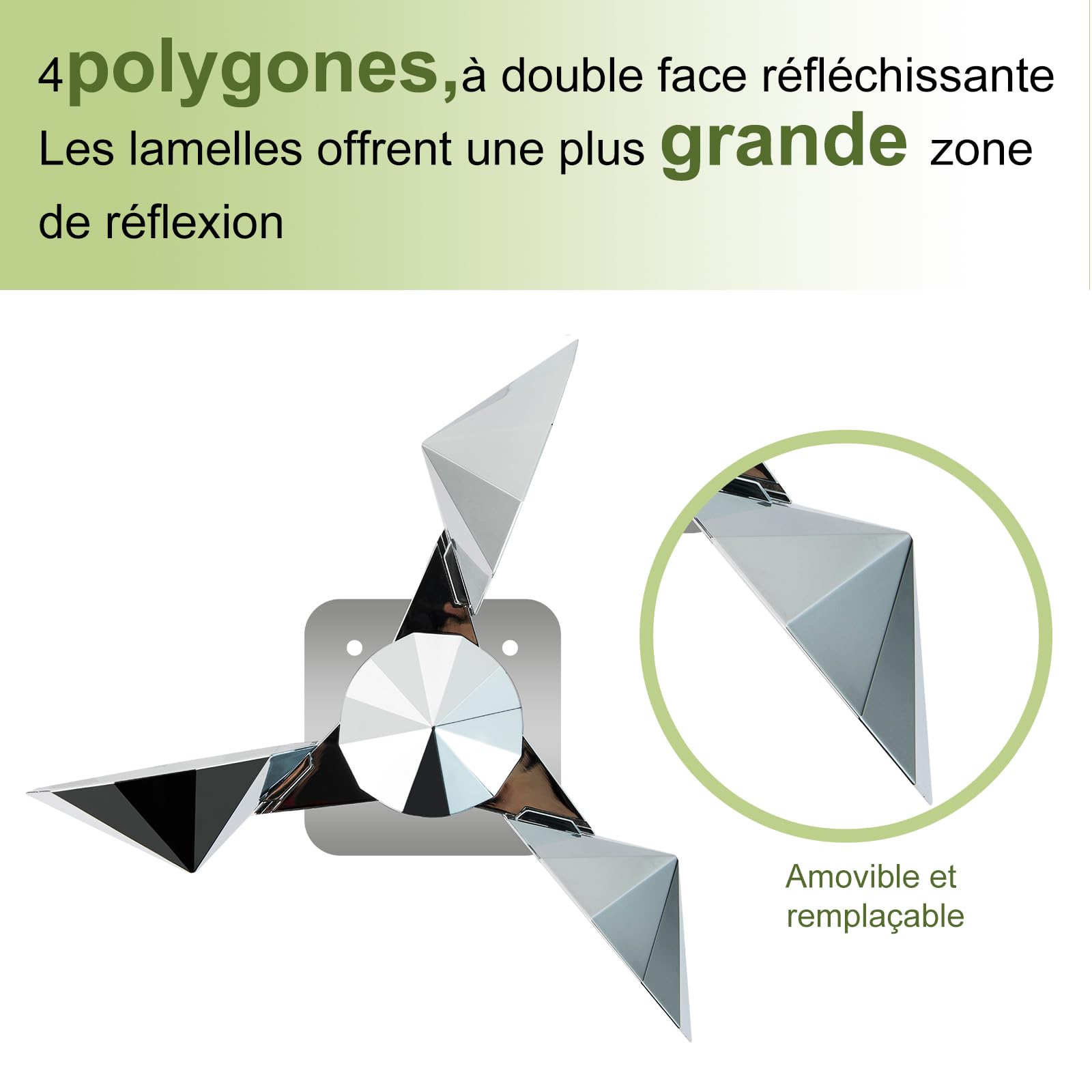OFFO Anti Pigeon,Effaroucheur Oiseaux pour Balcon,Réflexion à 360°,Repulsif Pigeon avec Base en Aluminium,Effaroucheur Pigeons pour Jardin,Toit,Balcon