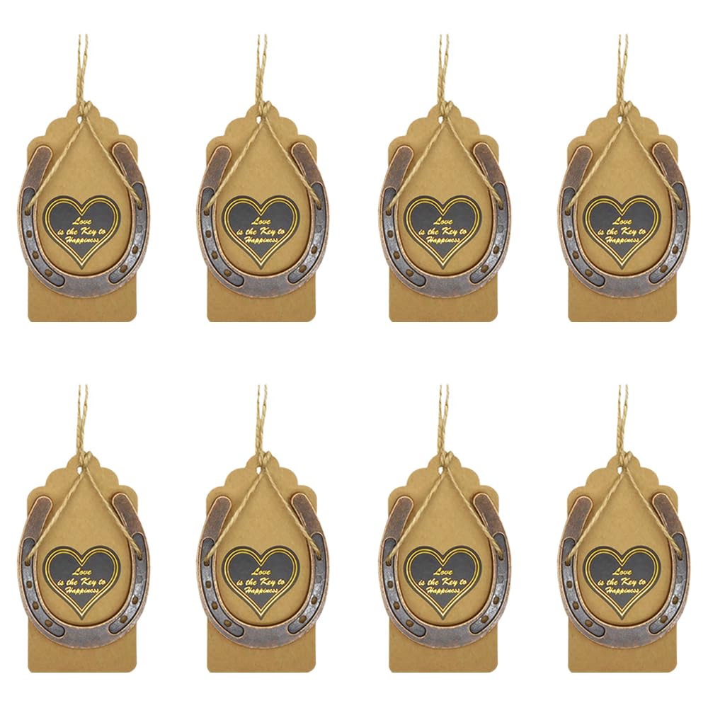 Aweisile Herradura de la Suerte 8 Piezas Herraduras Decorativas Herradura Caballo con Etiquetas Decoración Vintage de Herradura Accesorios Decorativos de Herradura para Regalos de Fiesta Navidad Boda