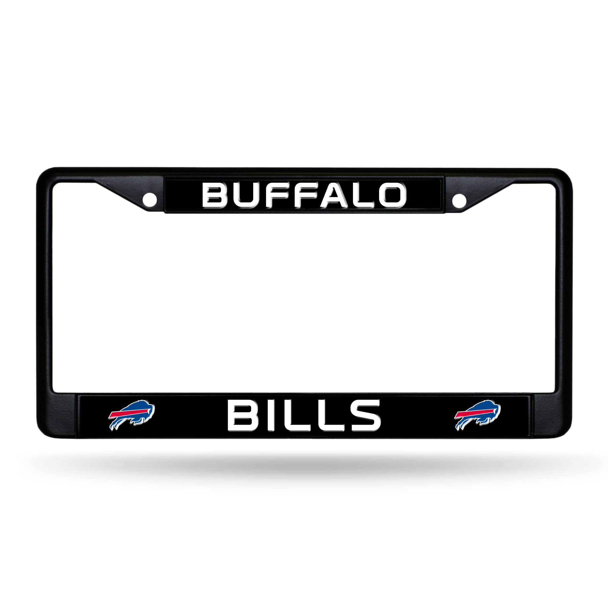 Rico Industries NFL Football Primary Black Chrome Frame with Plastic Inserts 12" x 6" Car/Truck Auto Accessory
