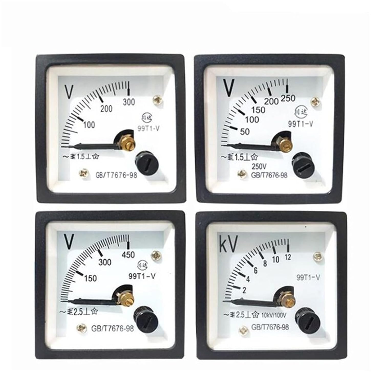 99T1-V Pointer 48 * 48mm AC Voltmeter 250V 300V 450V 500V Analog 1Pcs(250V)