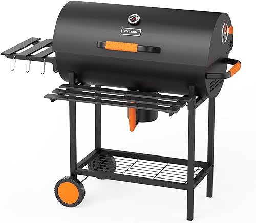KEYO GRILL Parrilla de carbón de barril de 29 pulgadas, parrilla de barbacoa resistente con tenedor manual para carne, colector de cenizas disponible en Yaxa Costa Rica