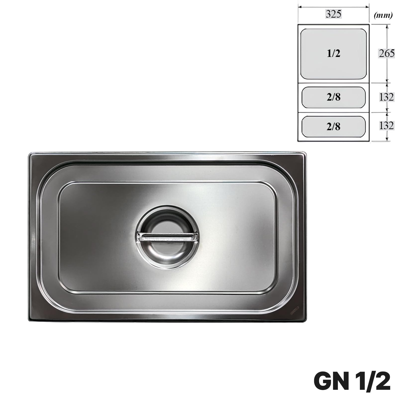 Comas Tapa Gastronorm para recipientes para bandejas de bandejas de acero inoxidable, con mango central, lavable a máquina en lavavajillas, disponible en diferentes tamaños según estándar Gastronorm